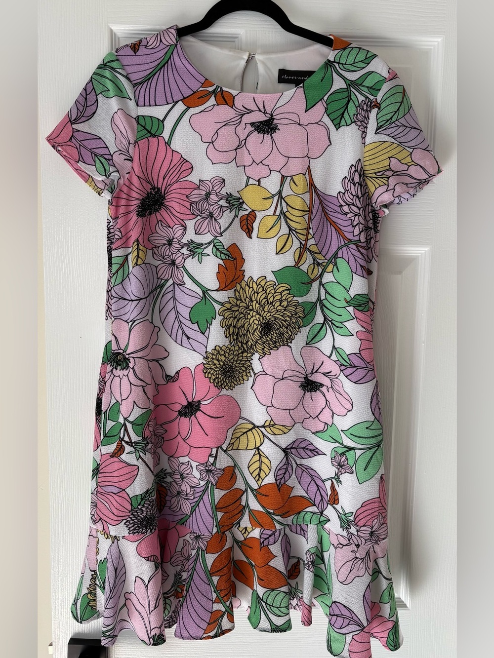 Women’s Sz 7 Floral Short Sleeve Peplum Style Dress